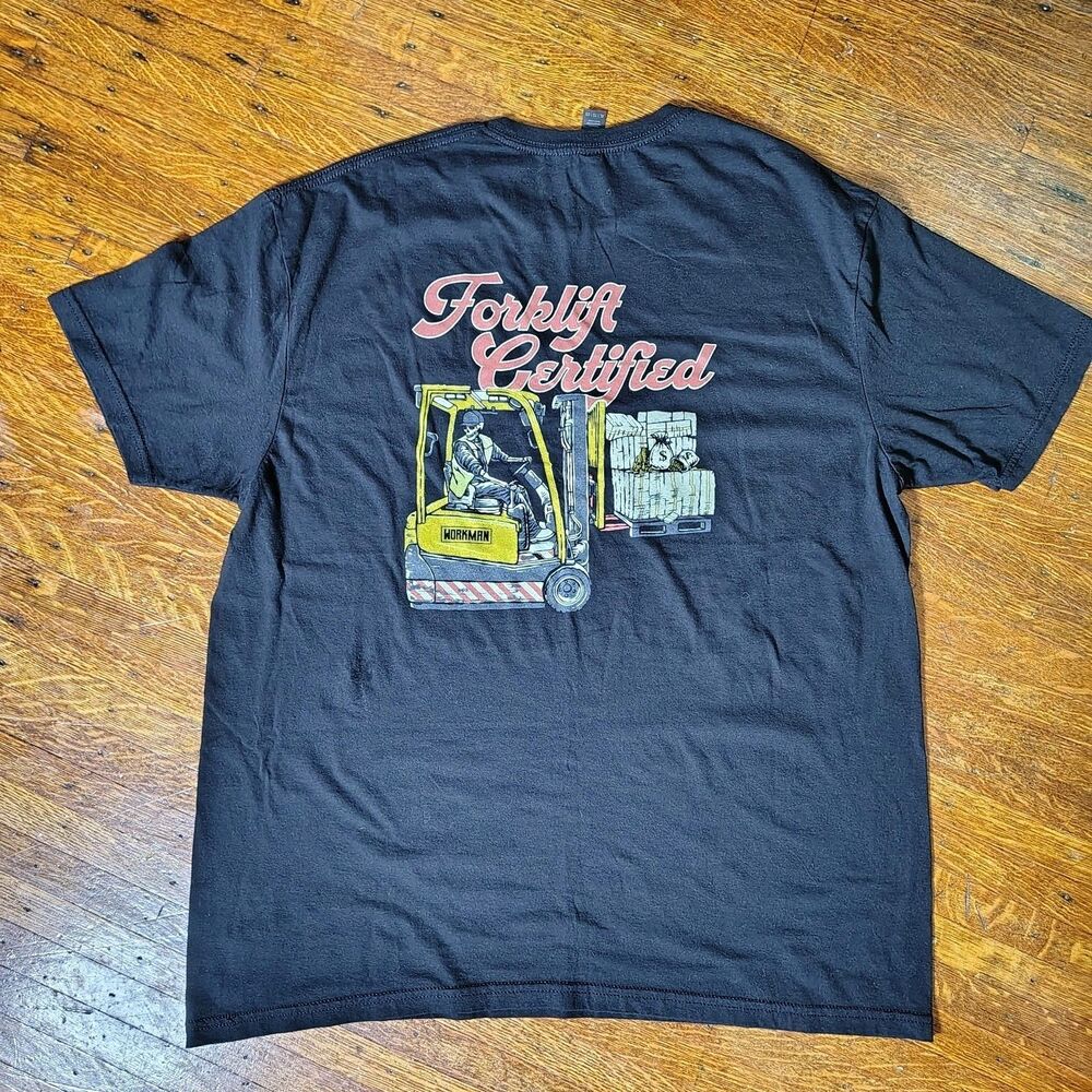 Skeleton Driving Forklift Forklift Certified Worked To Death Men's T Sz XL/T 754